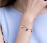  Lắc tay Swarovski charm Infinity Evil eye vàng hồng - Swarovski Symbolic bracelet Infinity, evil eye and horseshoe, Blue, Rose gold-tone plated 