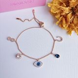  Lắc tay Swarovski charm Infinity Evil eye vàng hồng - Swarovski Symbolic bracelet Infinity, evil eye and horseshoe, Blue, Rose gold-tone plated 