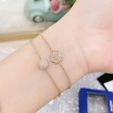  Lắc tay Swarovski hoa tuyết màu gold size M - Swarovski Gold-tone Plated Snowflake Strand Bracelet, Size Medium 