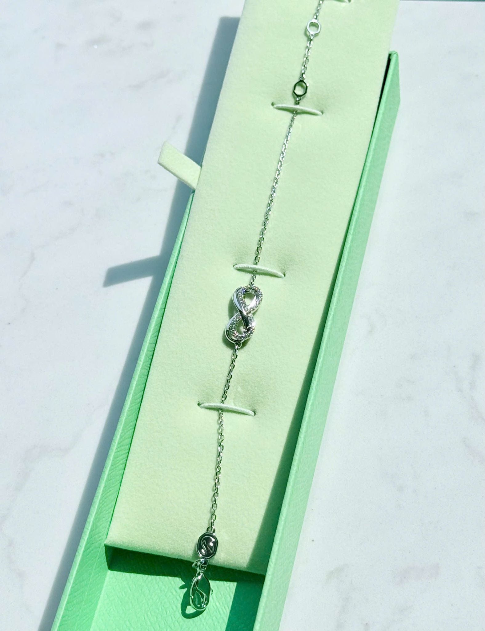  Lắc tay Swarovski Hyperbola vô cực trắng bạc - Swarovski Hyperbola bracelet, Infinity, White, Rhodium plated 