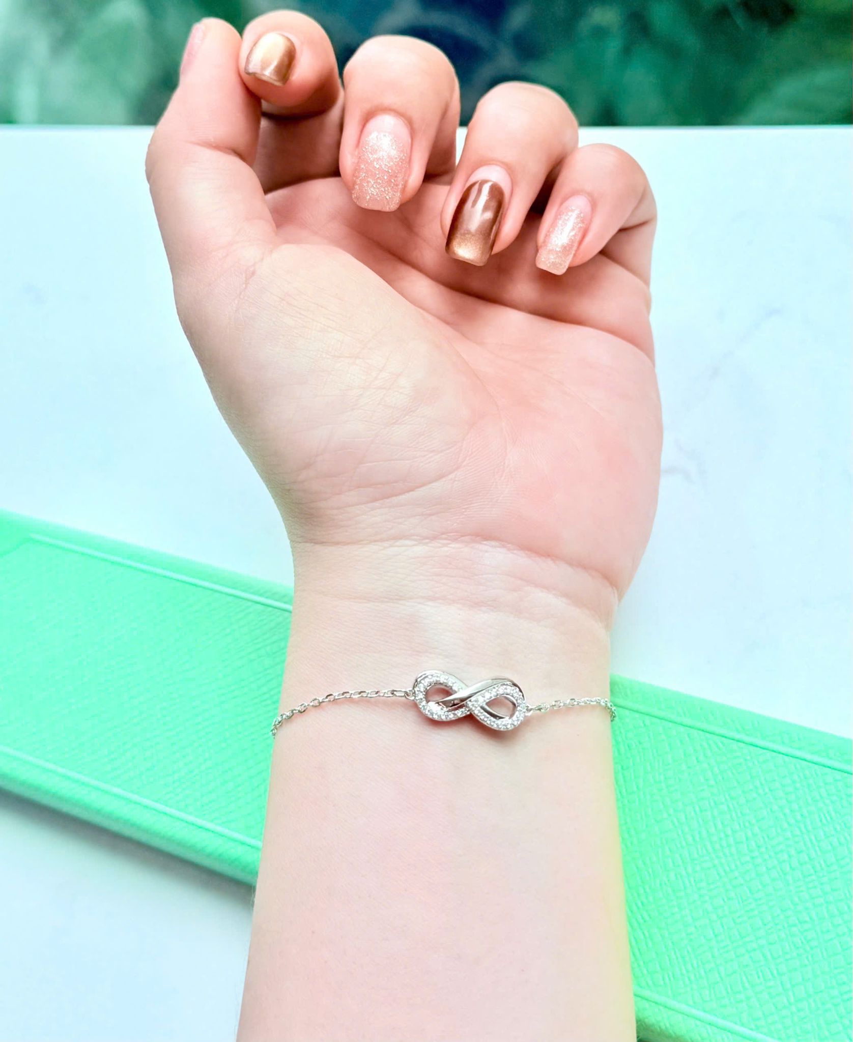 Lắc tay Swarovski Hyperbola vô cực trắng bạc - Swarovski Hyperbola bracelet, Infinity, White, Rhodium plated 