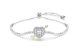  Lắc tay Swarovski Idyllia mũi tên trái tim trắng bạc - Swarovski Idyllia bracelet, Mixed cuts, Heart with arrow, White, Rhodium plated 
