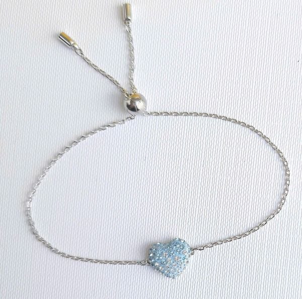  Lắc tay Swarovski Idyllia trái tim ombre xanh - Swarovski Idyllia bracelet, Heart, Blue, Rhodium plated 