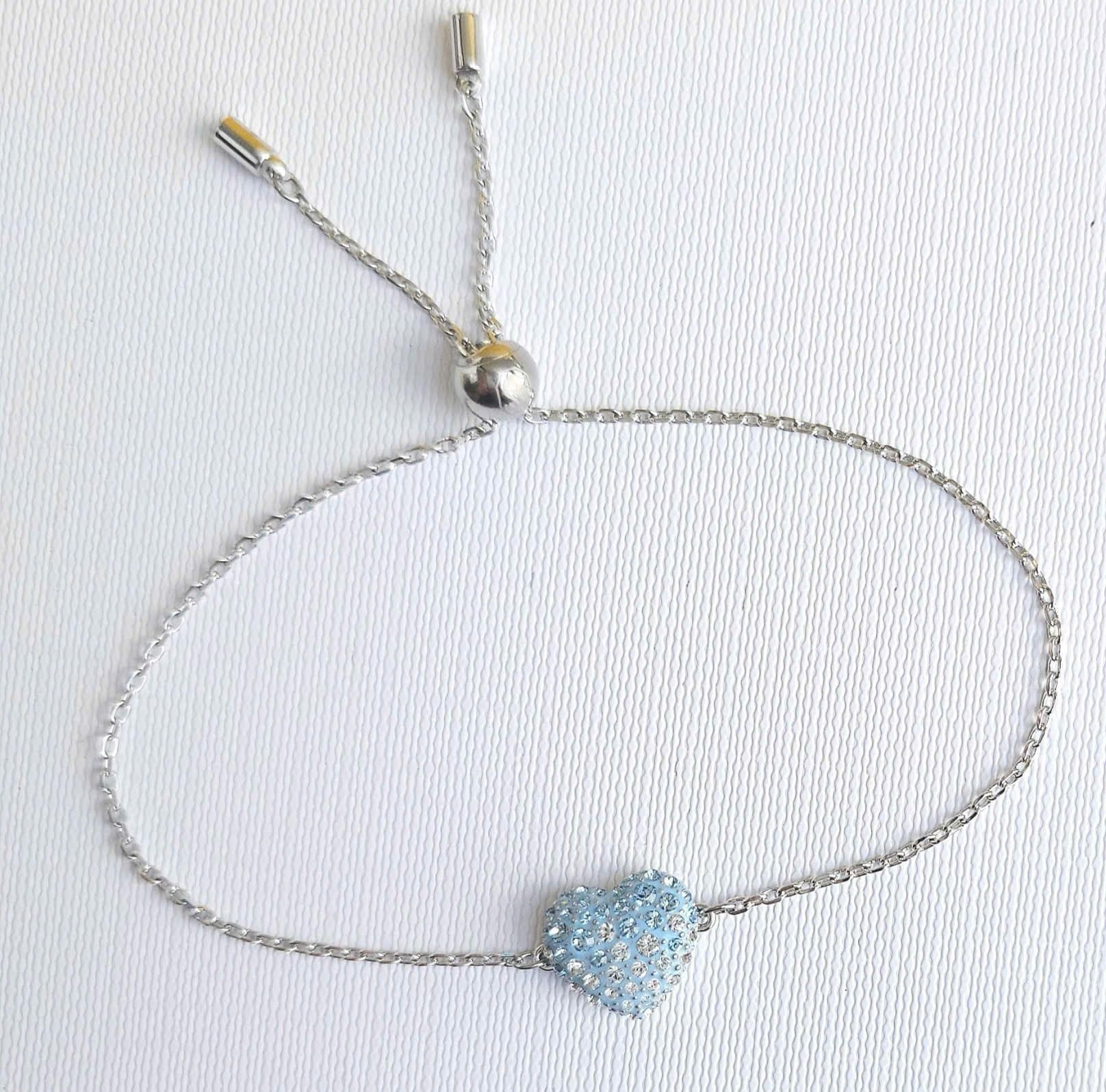  Lắc tay Swarovski Idyllia trái tim ombre xanh - Swarovski Idyllia bracelet, Heart, Blue, Rhodium plated 