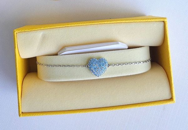  Lắc tay Swarovski Idyllia trái tim ombre xanh - Swarovski Idyllia bracelet, Heart, Blue, Rhodium plated 