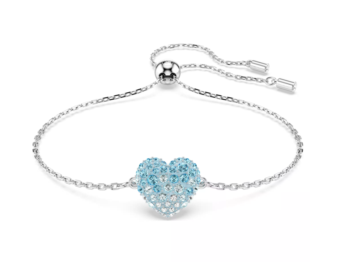  Lắc tay Swarovski Idyllia trái tim ombre xanh - Swarovski Idyllia bracelet, Heart, Blue, Rhodium plated 