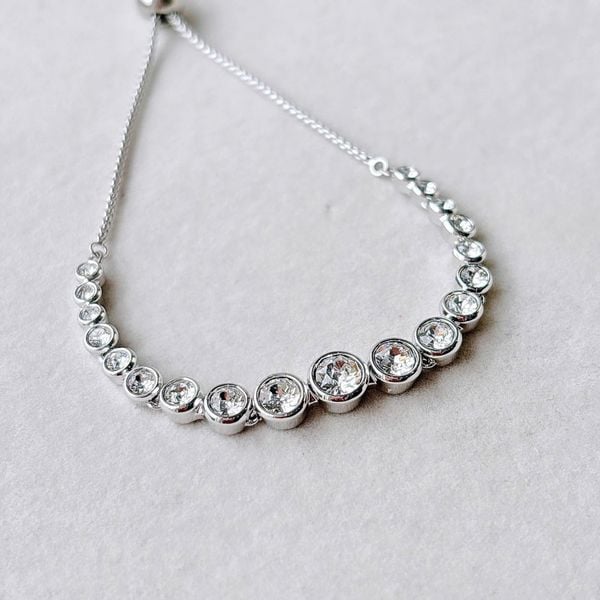  Lắc tay Swarovski Imber tennis - Swarovski Imber bracelet, Round cut, White, Rhodium plated 