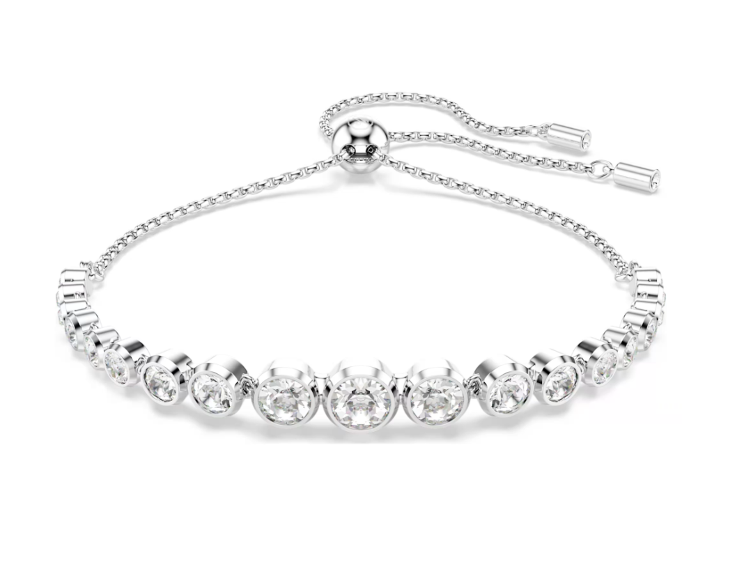  Lắc tay Swarovski Imber tennis - Swarovski Imber bracelet, Round cut, White, Rhodium plated 