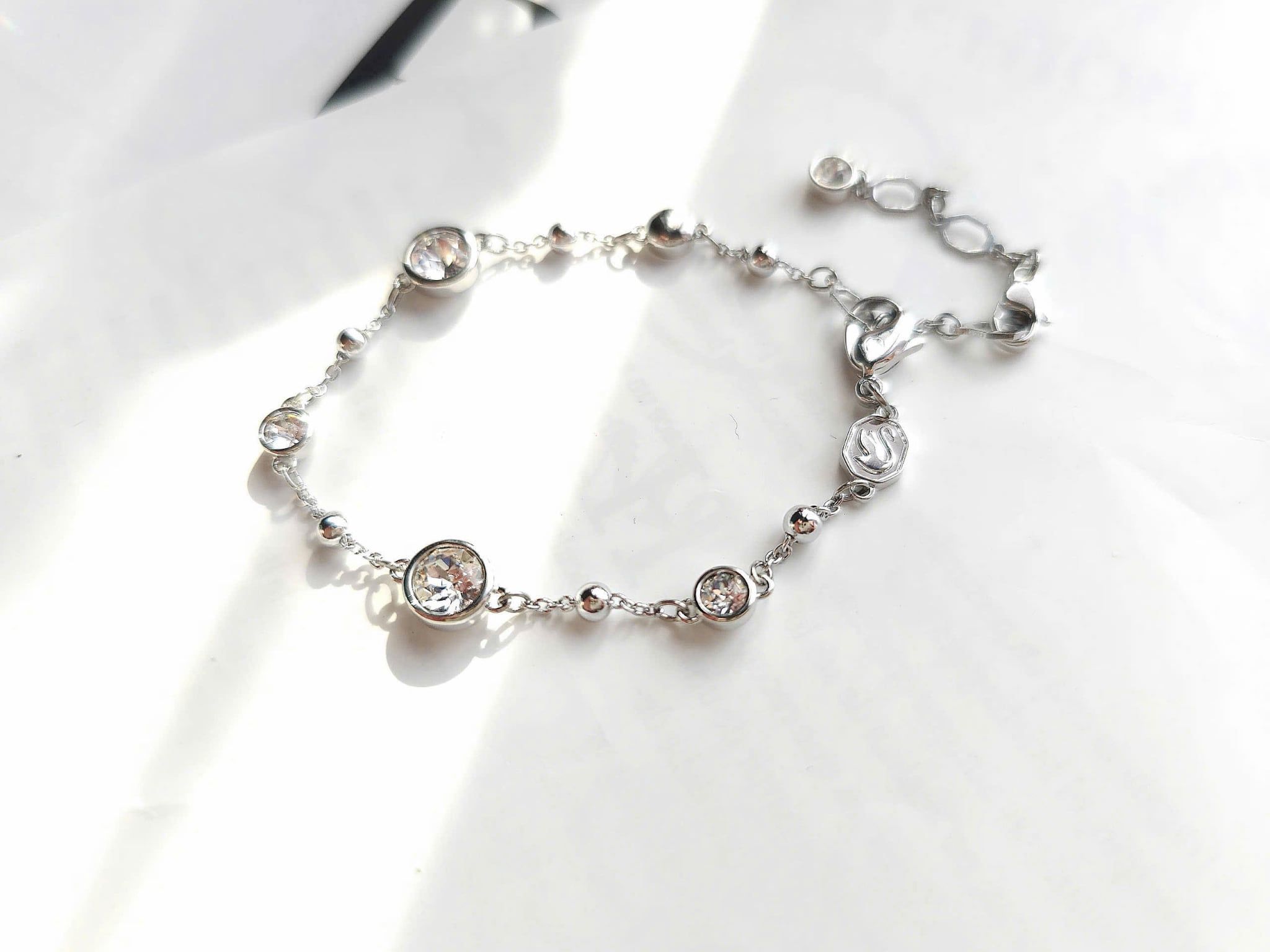  Lắc tay Swarovski Imber trắng - Swarovski Imber bracelet, Round cut, White, Rhodium plated 