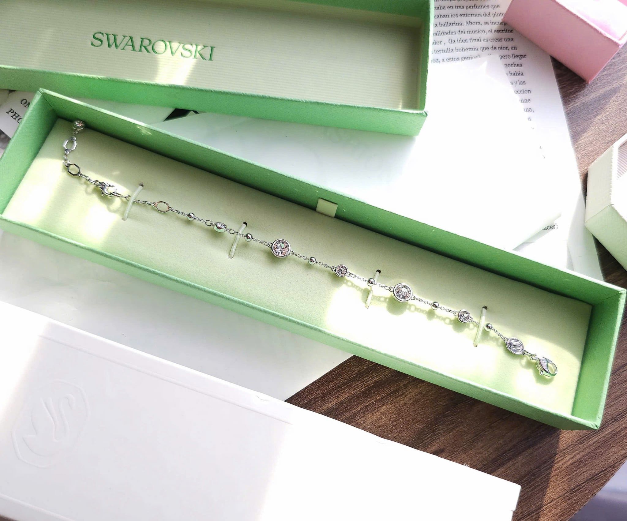  Lắc tay Swarovski Imber trắng - Swarovski Imber bracelet, Round cut, White, Rhodium plated 