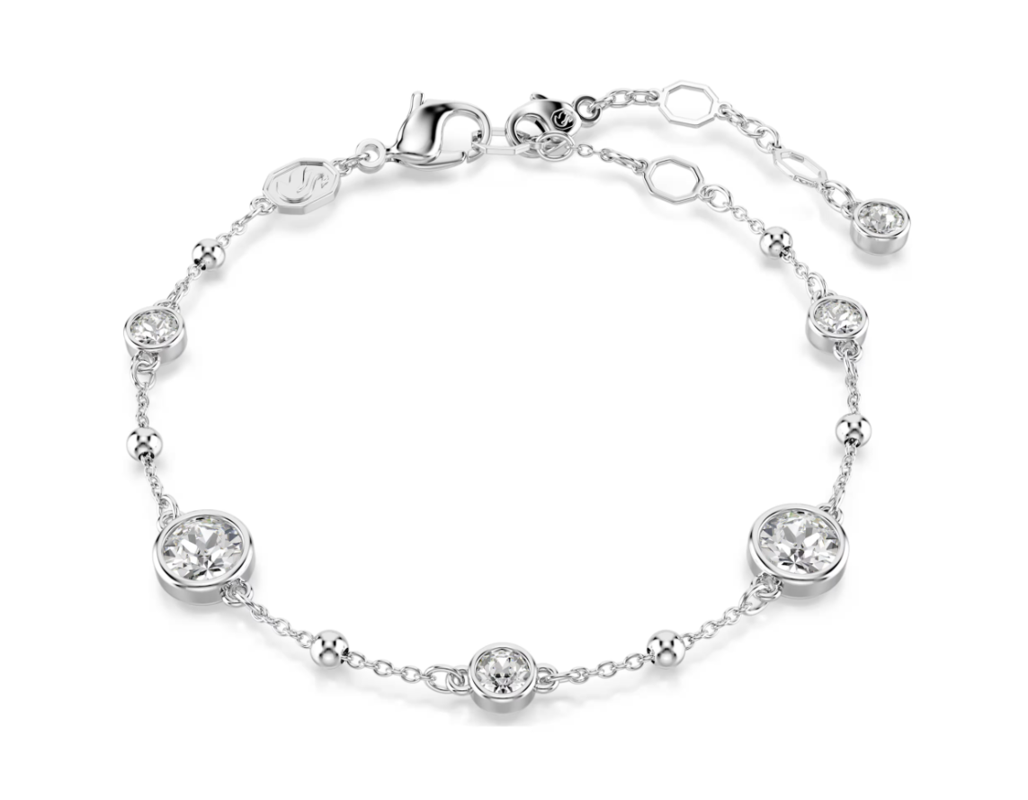  Lắc tay Swarovski Imber trắng - Swarovski Imber bracelet, Round cut, White, Rhodium plated 