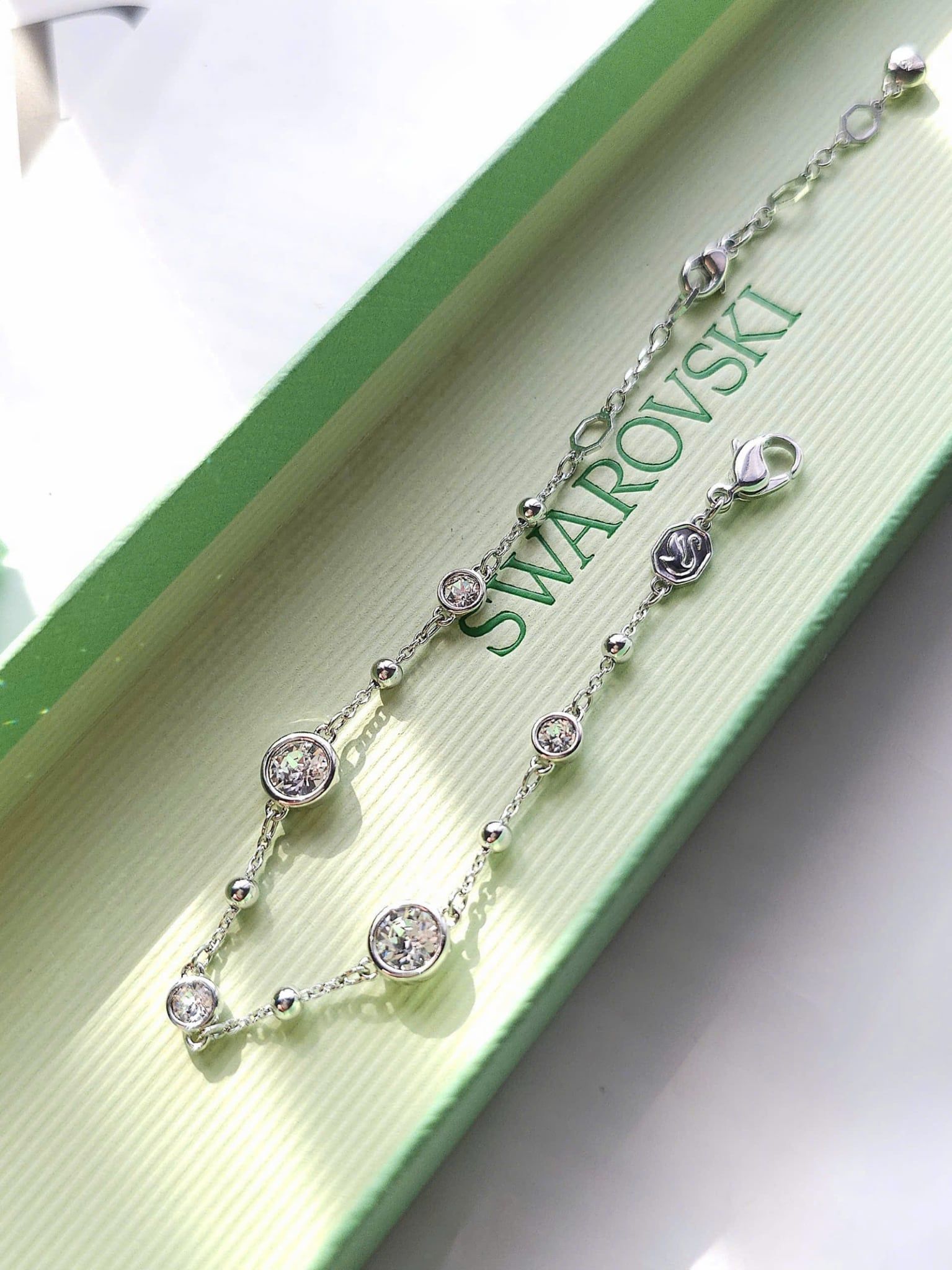  Lắc tay Swarovski Imber trắng - Swarovski Imber bracelet, Round cut, White, Rhodium plated 