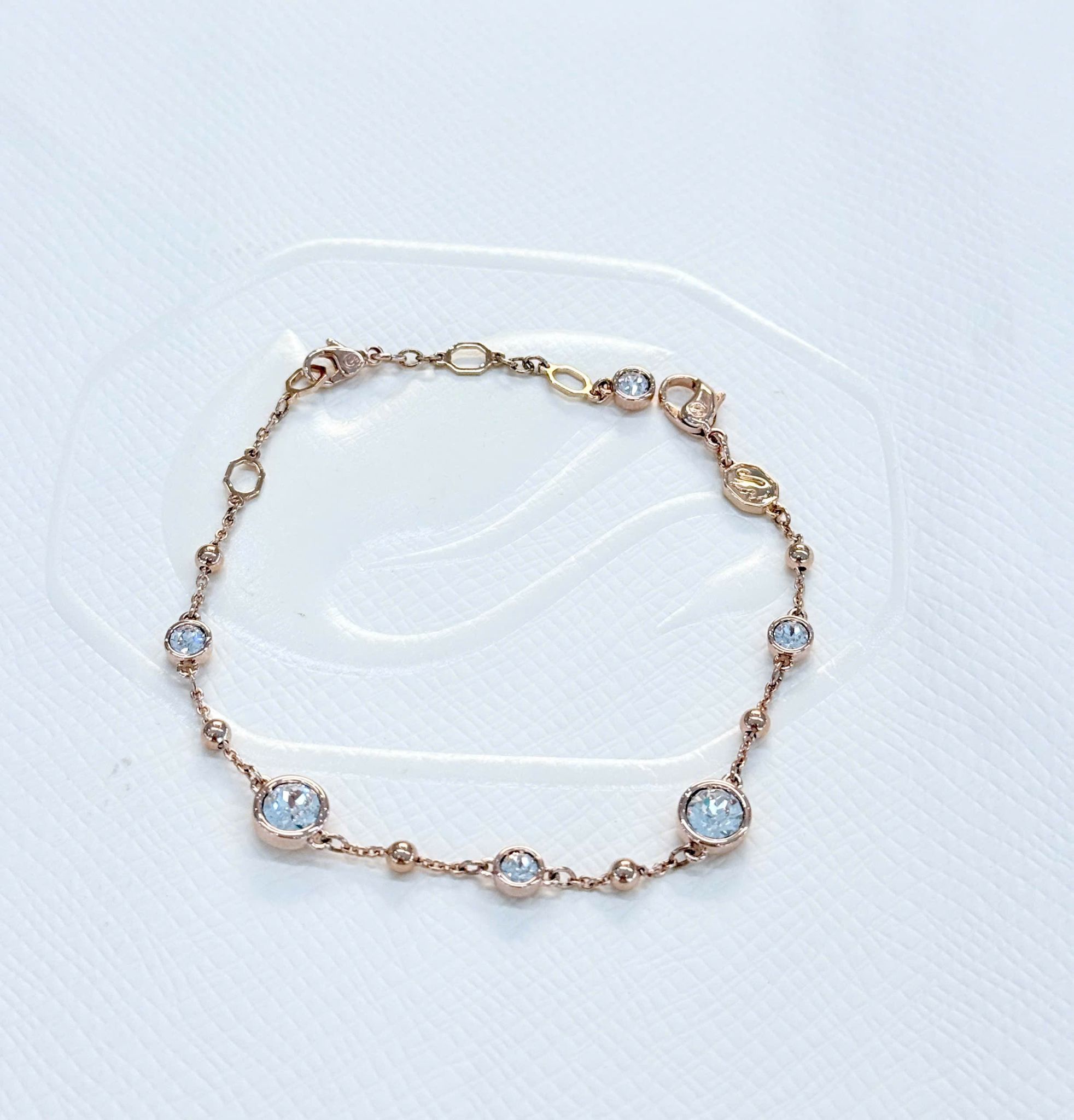  Lắc tay Swarovski Imber vàng hồng - Swarovski Imber bracelet, Round cut, White, Rose gold-tone plated 
