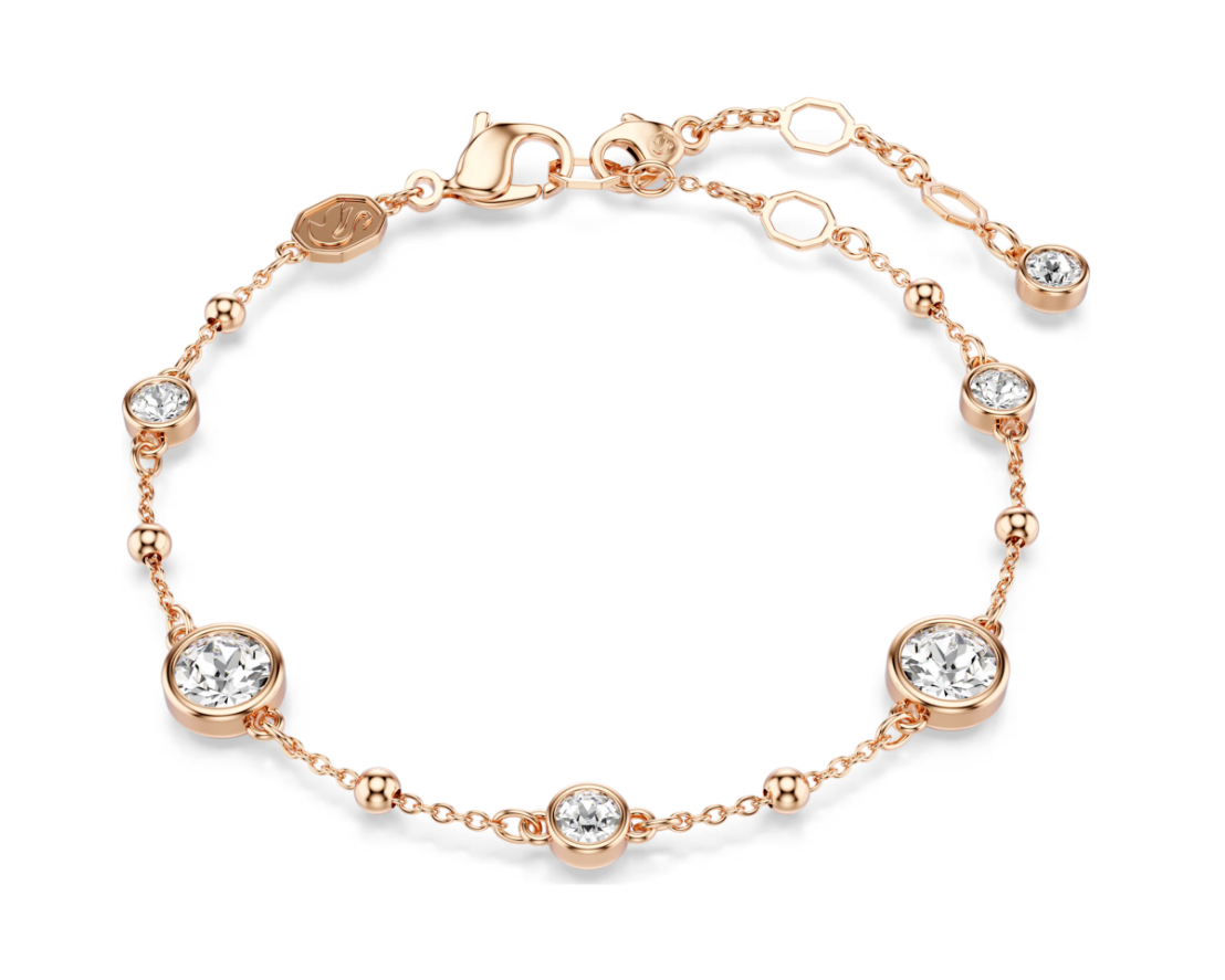 Lắc tay Swarovski Imber vàng hồng - Swarovski Imber bracelet, Round cut, White, Rose gold-tone plated 