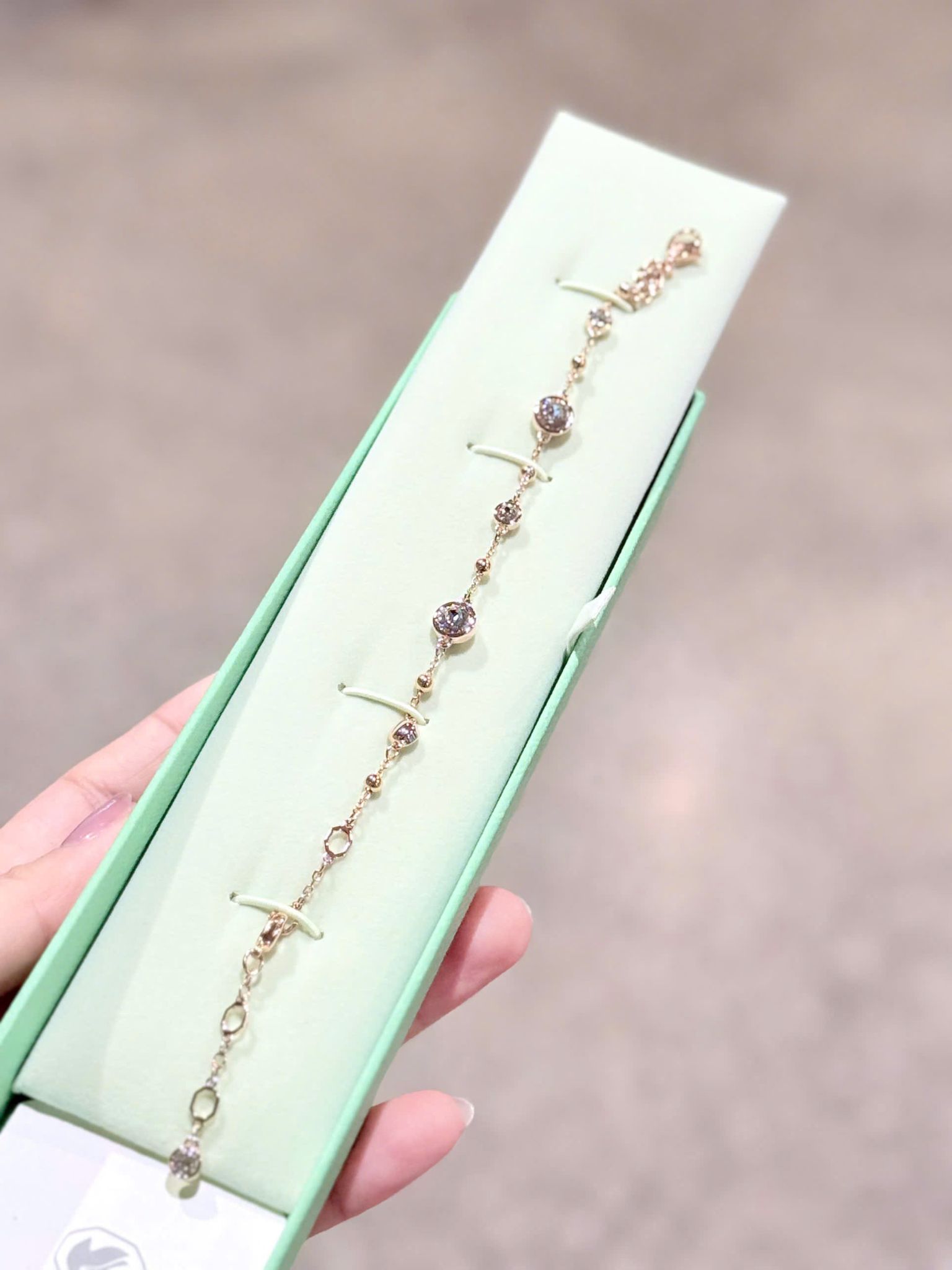  Lắc tay Swarovski Imber vàng hồng - Swarovski Imber bracelet, Round cut, White, Rose gold-tone plated 