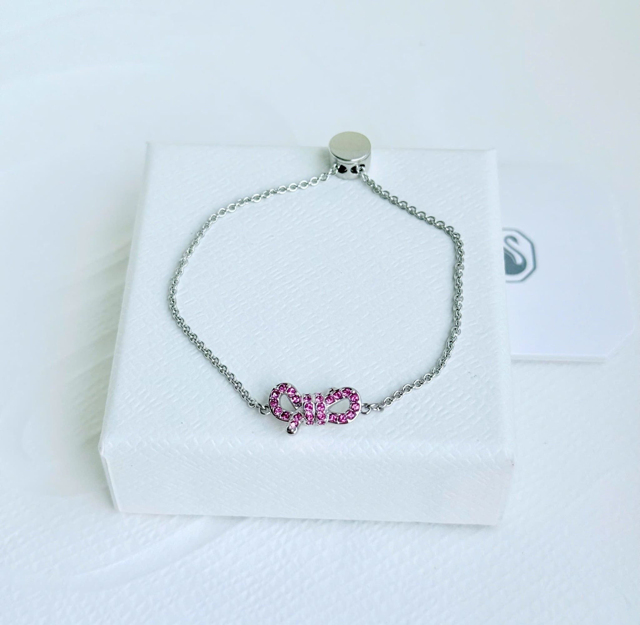  Lắc tay Swarovski Lifelong Bow nơ hồng - Swarovski Lifelong Bow bracelet, Bow, Pink, Rhodium plated 