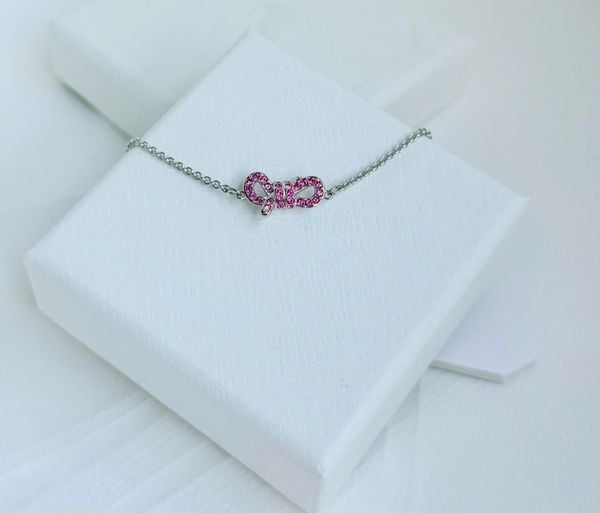  Lắc tay Swarovski Lifelong Bow nơ hồng - Swarovski Lifelong Bow bracelet, Bow, Pink, Rhodium plated 