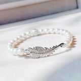 Lắc tay ngọc trai Swarovski Nice trắng size M - Swarovski Nice Pearl Bracelet White, Rhodium Plated, Size M 