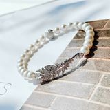  Lắc tay ngọc trai Swarovski Nice trắng size M - Swarovski Nice Pearl Bracelet White, Rhodium Plated, Size M 