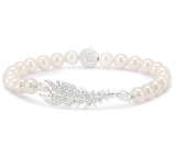  Lắc tay ngọc trai Swarovski Nice trắng size M - Swarovski Nice Pearl Bracelet White, Rhodium Plated, Size M 