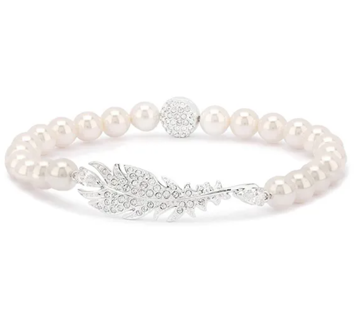  Lắc tay ngọc trai Swarovski Nice trắng size M - Swarovski Nice Pearl Bracelet White, Rhodium Plated, Size M 