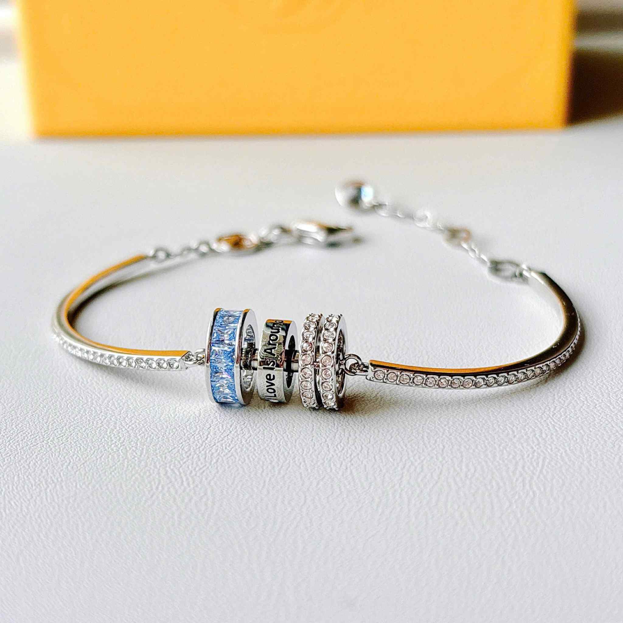  Connexus bracelet Mixed cuts, `Love is around`, Blue, Rhodium plated 