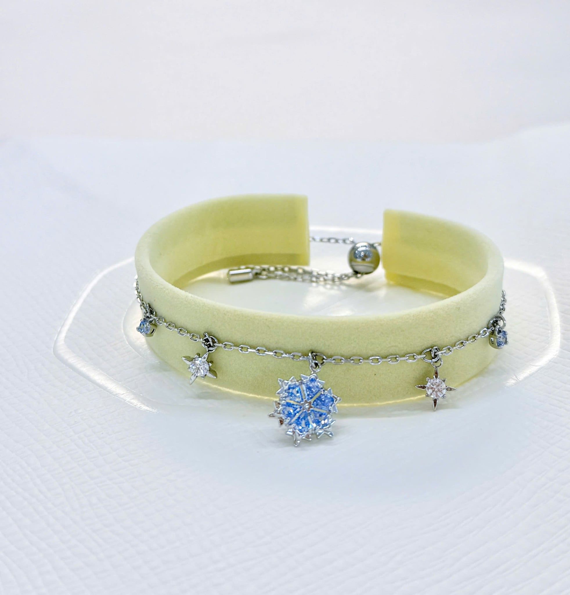  Lắc tay Swarovski Magic bông tuyết xanh dương bạc - Swarovski Magic bracelet, Snowflake, Blue, Rhodium plated 