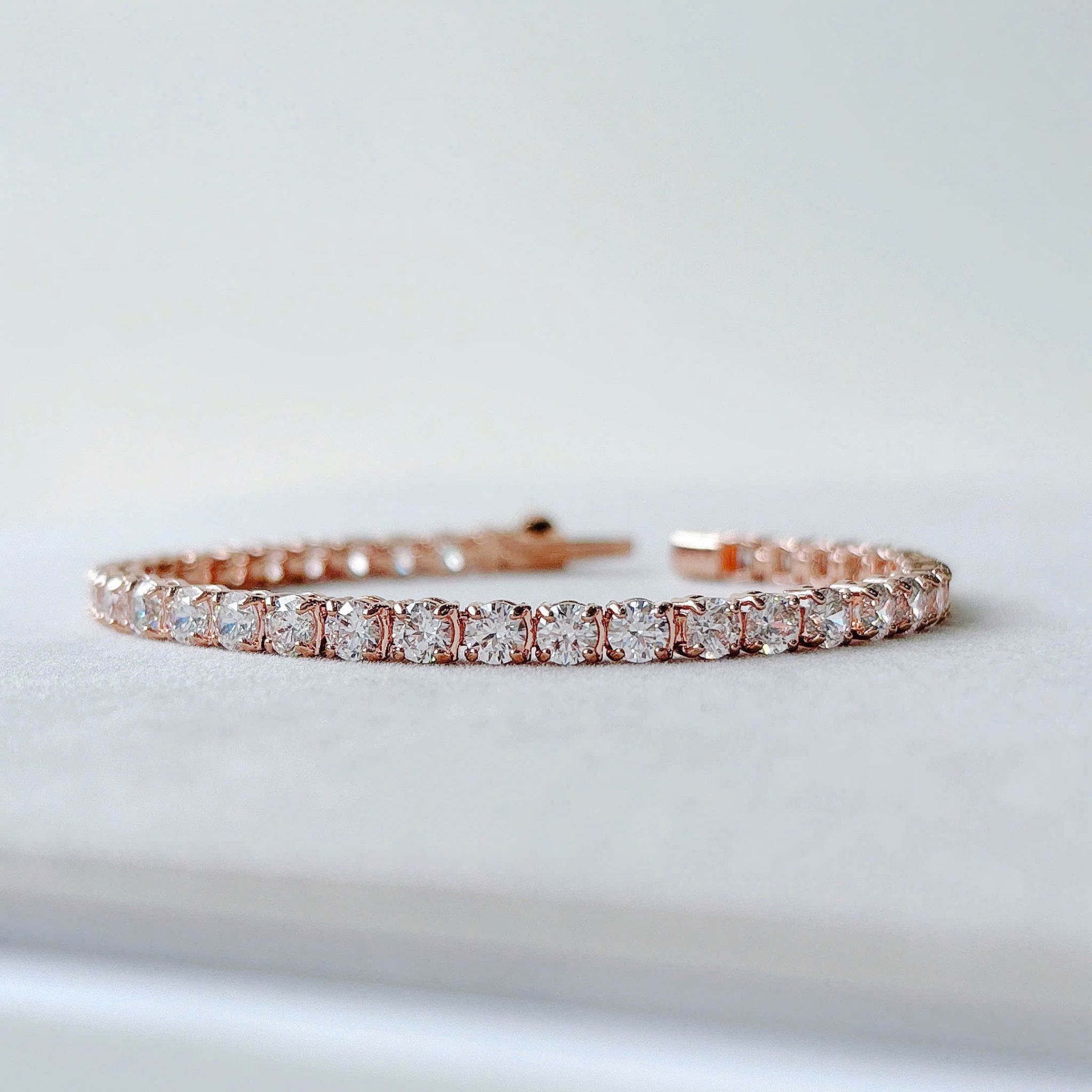  Lắc tay Swarovski Matrix Tennis vàng hồng - Swarovski Matrix Tennis bracelet, Round cut, Pink, Rhodium plated 
