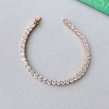  Lắc tay Swarovski Matrix Tennis vàng hồng - Swarovski Matrix Tennis bracelet, Round cut, Pink, Rhodium plated 