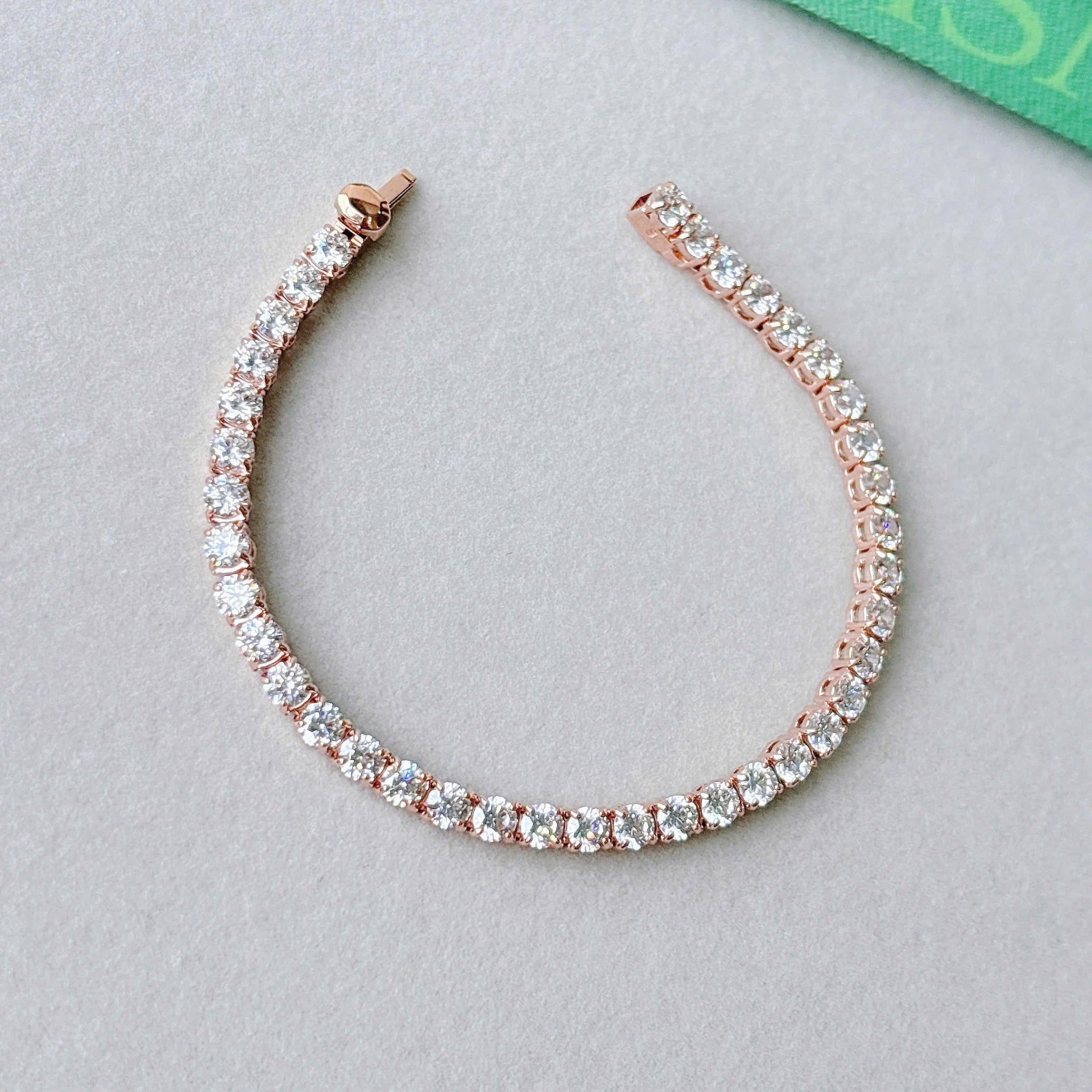 Lắc tay Swarovski Matrix Tennis vàng hồng - Swarovski Matrix Tennis bracelet, Round cut, Pink, Rhodium plated 