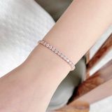  Lắc tay Swarovski Matrix Tennis vàng hồng - Swarovski Matrix Tennis bracelet, Round cut, Pink, Rhodium plated 