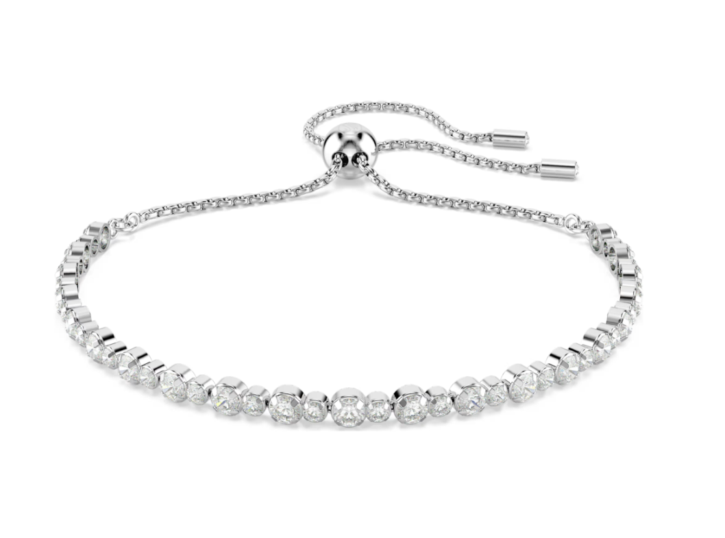  Lắc rút bi trắng Swarovski Matrix - Swarovski Matrix Tennis bracelet Mixed round cuts, White, Rhodium plated 