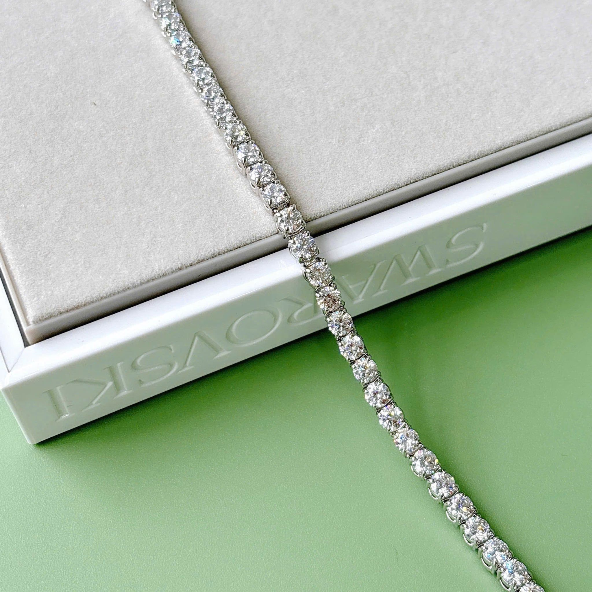  Lắc tay Swarovski Matrix Tennis trắng - Swarovski Matrix Tennis bracelet, Round cut, White, Rhodium plated 