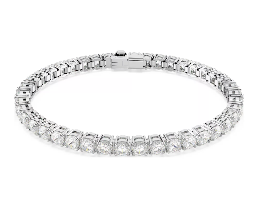  Lắc tay Swarovski Matrix Tennis trắng - Swarovski Matrix Tennis bracelet, Round cut, White, Rhodium plated 