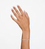  Lắc tay Swarovski Matrix Tennis trắng - Swarovski Matrix Tennis bracelet, Round cut, White, Rhodium plated 