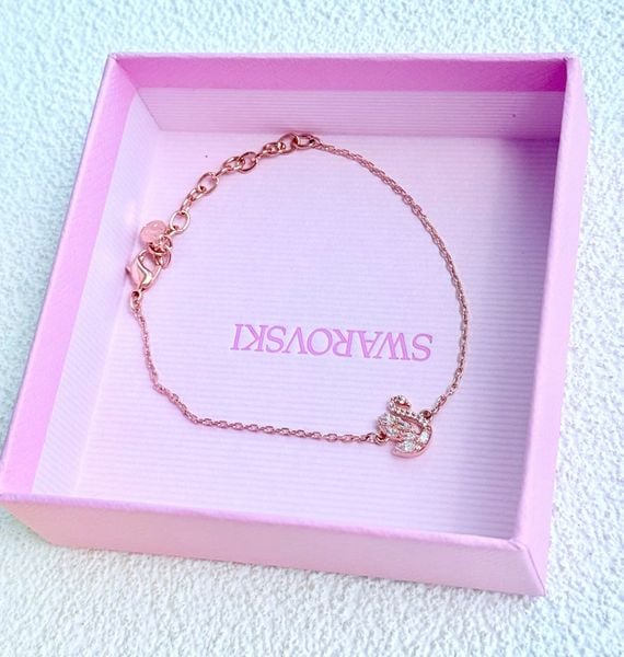 Lắc tay thiên nga mixed cuts vàng hồng Swarovski - Swarovski Swan bracelet Mixed cuts, White, Rose gold-tone plated 5738202 