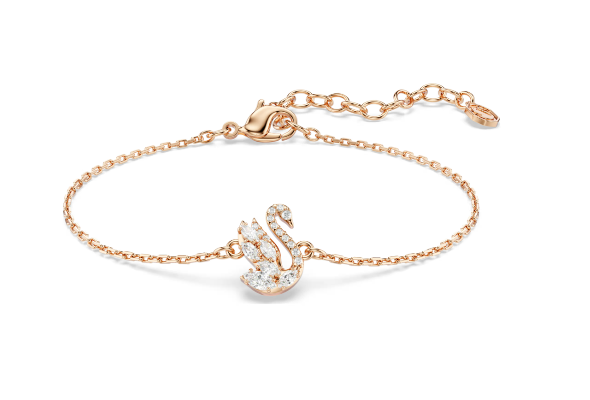  Lắc tay thiên nga mixed cuts vàng hồng Swarovski - Swarovski Swan bracelet Mixed cuts, White, Rose gold-tone plated 5738202 