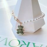  Lắc tay Swarovski gấu Teddy xanh lá - Swarovski Teddy bracelet Bear, Green, Gold-tone plated 
