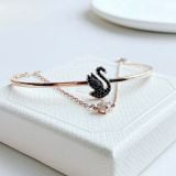  Lắc tay thiên nga đen mạ vàng hồng - Swan bangle Swan, Black, 18K rose gold finish 