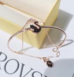  Lắc tay thiên nga đen mạ vàng hồng - Swan bangle Swan, Black, 18K rose gold finish 