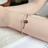  Lắc tay thiên nga đen mạ vàng hồng - Swan bangle Swan, Black, 18K rose gold finish 