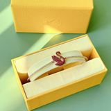  Lắc tay thiên nga pha lê đỏ - Swarovski Bangle Swan, Medium, Red, Gold Tone Plated 