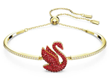  Lắc tay thiên nga pha lê đỏ - Swarovski Bangle Swan, Medium, Red, Gold Tone Plated 