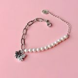  Lắc tay thiên nga ngọc trai uyên ương Swarovski - Swarovski Swan bracelet Crystal pearl, Black, Mixed metal finish 5705720 