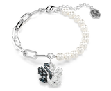  Lắc tay thiên nga ngọc trai uyên ương Swarovski - Swarovski Swan bracelet Crystal pearl, Black, Mixed metal finish 5705720 