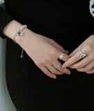  Lắc tay thiên nga ngọc trai uyên ương Swarovski - Swarovski Swan bracelet Crystal pearl, Black, Mixed metal finish 5705720 