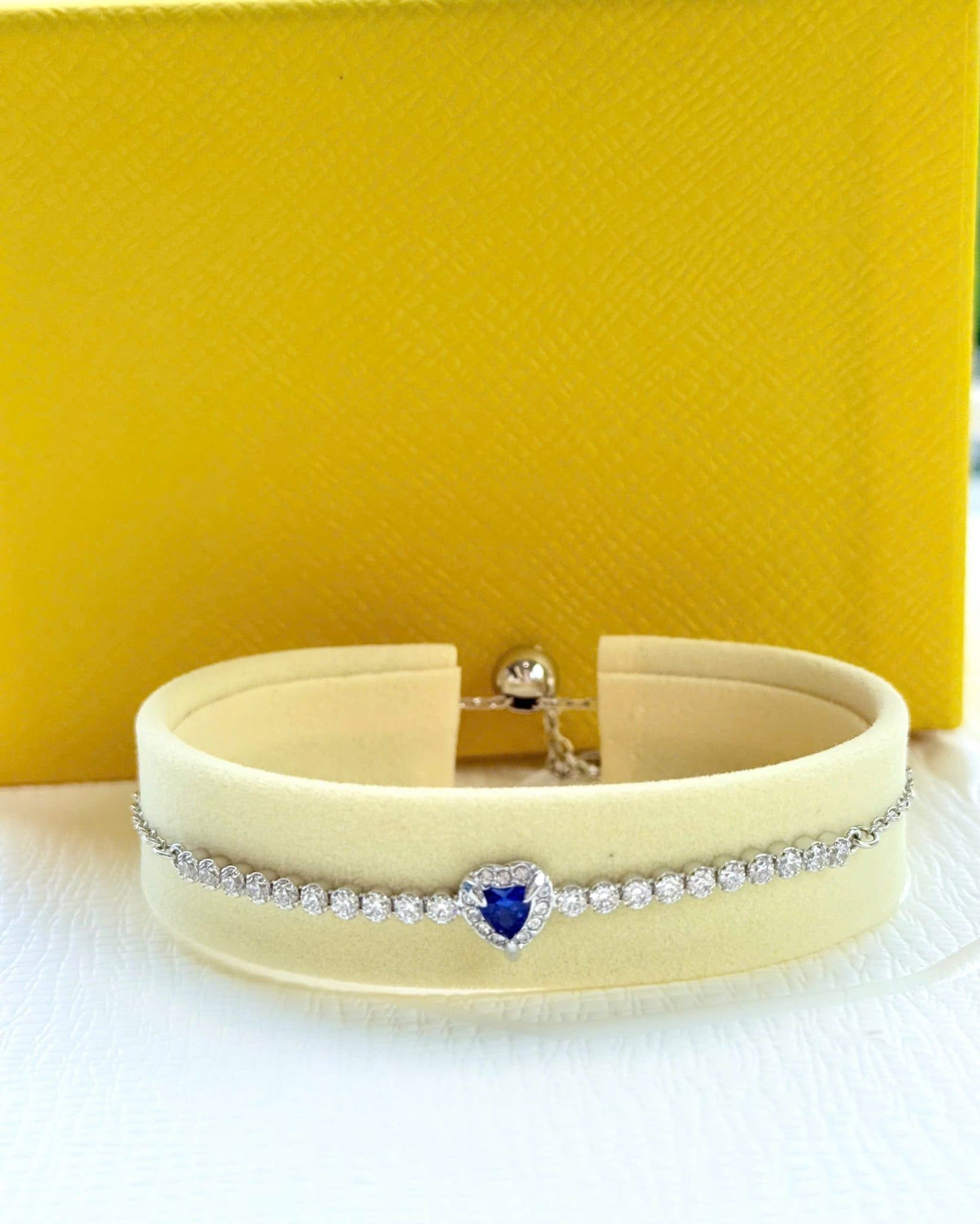  Lắc tay Swarovski One trái tim xanh dương bạc - Swarovski One bracelet, Mixed cuts, Heart, Blue, Rhodium plated 
