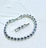  Lắc tay Swarovski Una Angelic xanh dương bạc - Swarovski Una Angelic bracelet, Round cut, Blue, Rhodium plated 