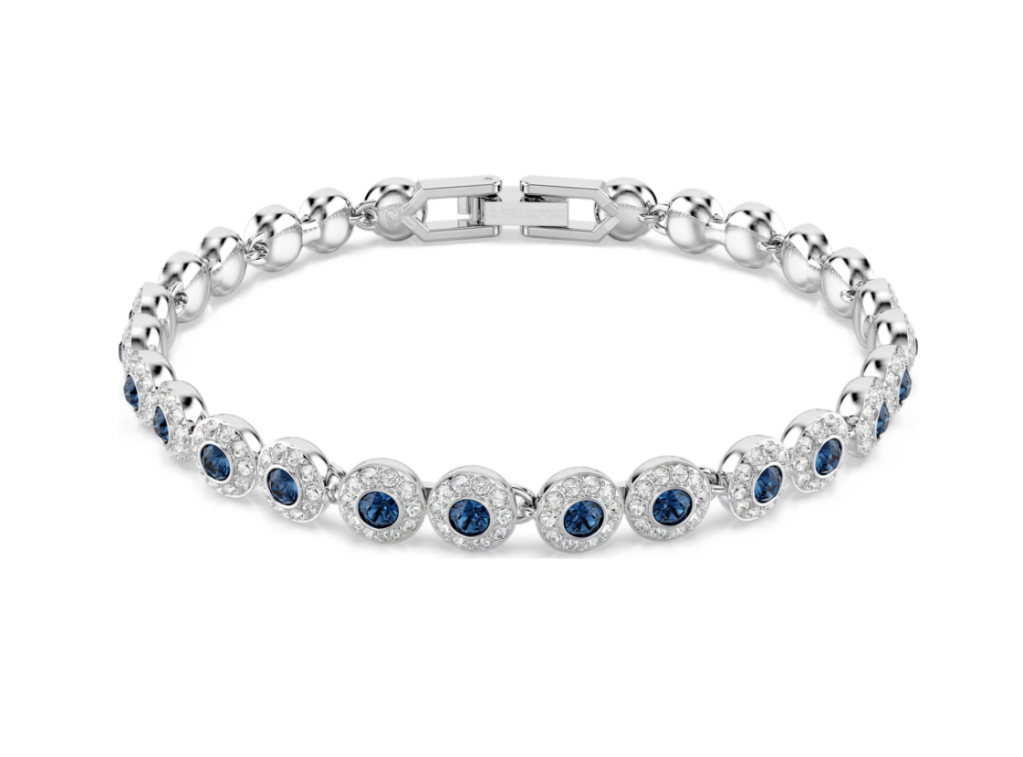  Lắc tay Swarovski Una Angelic xanh dương bạc - Swarovski Una Angelic bracelet, Round cut, Blue, Rhodium plated 