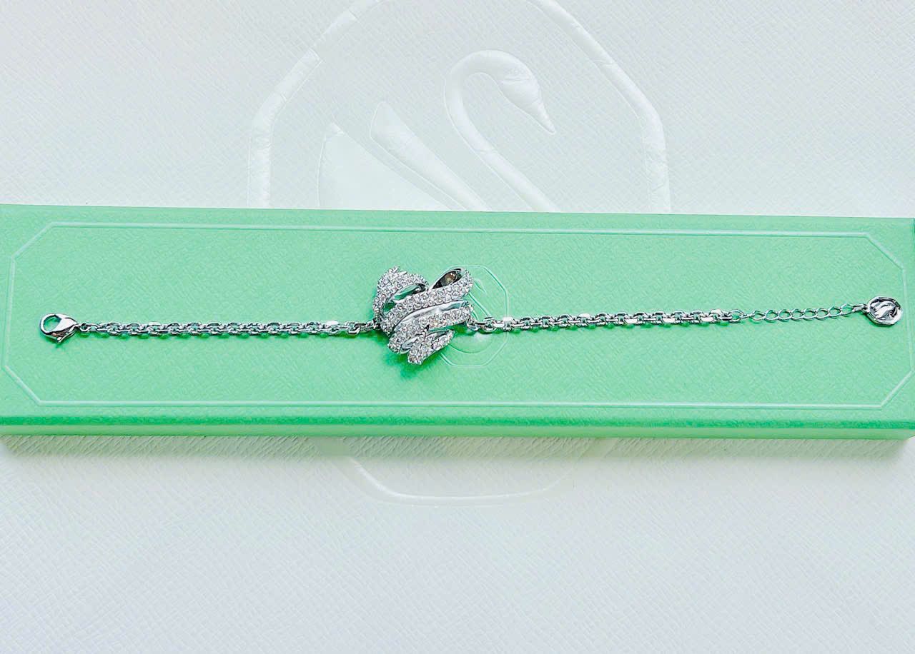  Lắc tay Swarovski Volta tim xoắn trắng - Swarovski Volta bracelet, Heart, Light metal, White, Rhodium plated 